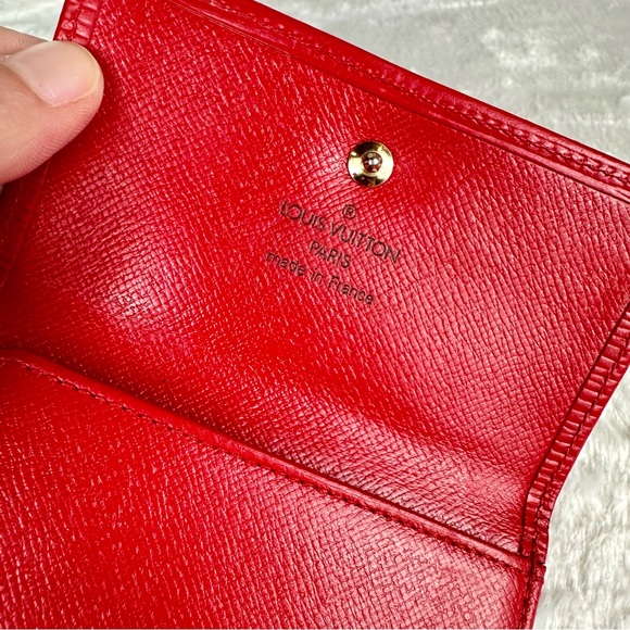 💯Louis Vuitton Red Epi Leather Trifold Wallet custom painted X Kusama dots 🔴⚪️ - Picture 7 of 15